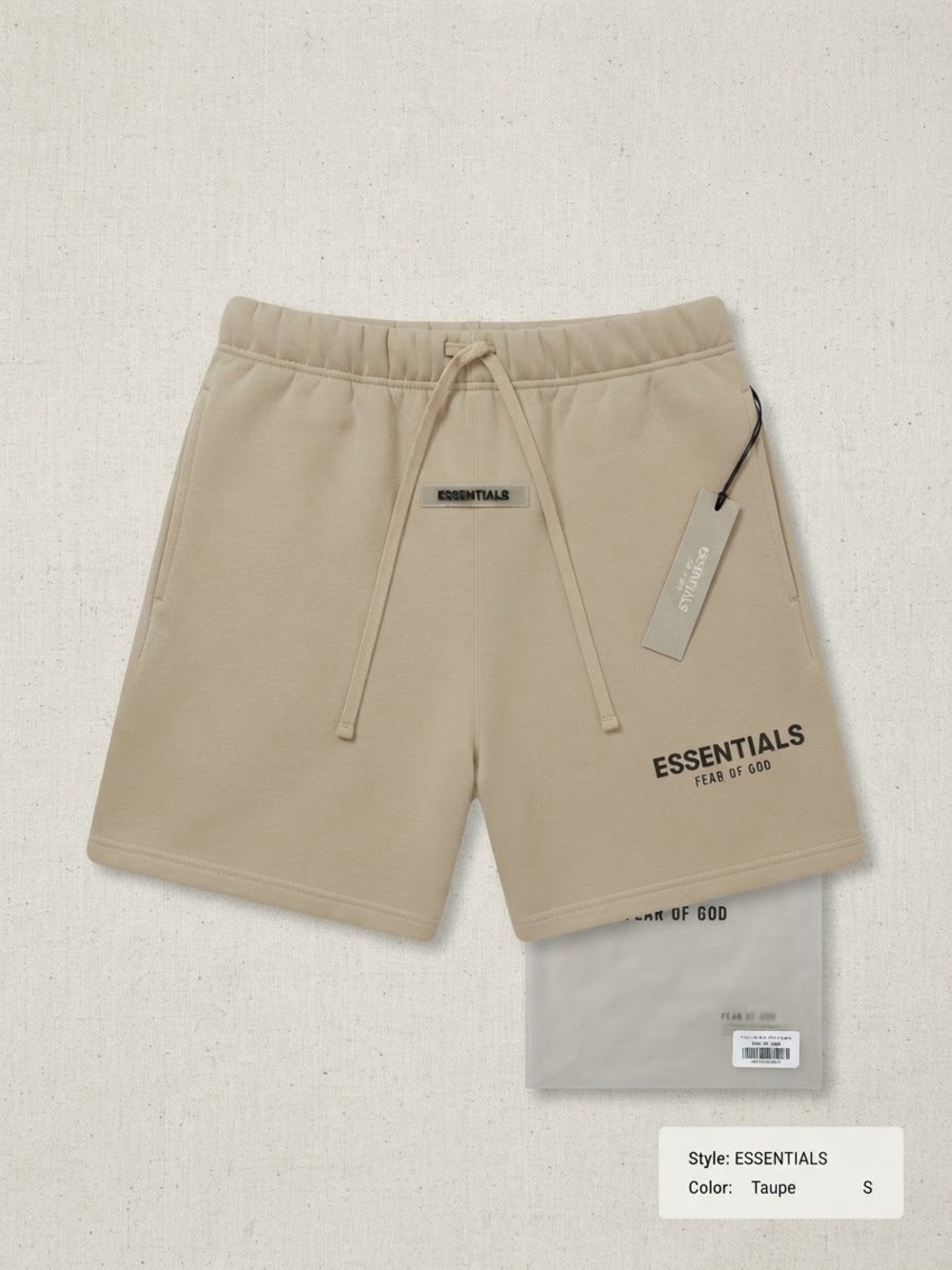 Essentials fear of god Taupe Men's Sweat Shorts beige new